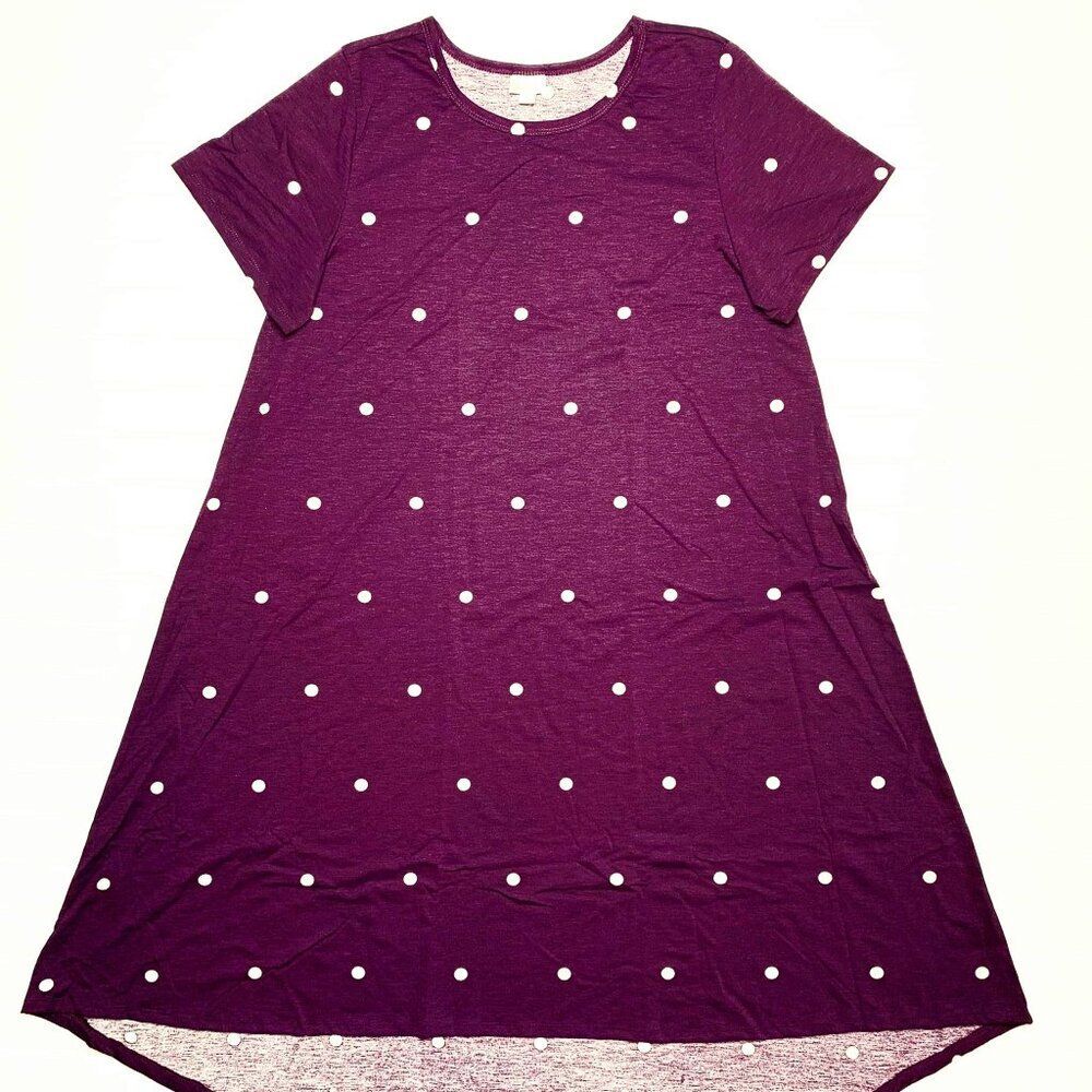 NEW‎ LuLaRoe Carly S Red White Polka Dot Swing Dress High Low Flowy NWT